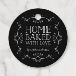 Bearbeitbare Schnörkel Zuhause mit Liebe-Tag gebac Geschenkanhänger
