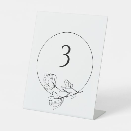 Bearbeitbare Schwarz-weiße Blumenzwiebelhochzeit-T Sockelschild (Vorderseite)