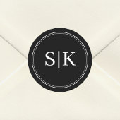 Bearbeitbare Schwarz-weiße Combo-Hochzeitmonogramm Runder Aufkleber