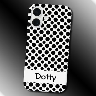 Bearbeitbare schwarze Polka-Punkte groß und klein  iPhone 16 Hülle