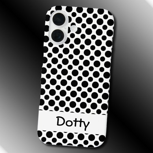Bearbeitbare schwarze Polka-Punkte groß und klein Case-Mate iPhone Hülle