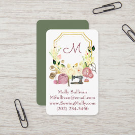 Bearbeitbare Seamstress Monogram NähVisitenkarte Visitenkarte