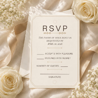 Bearbeitbare Soft Ivory Eleganz RSVP-Karte RSVP Karte