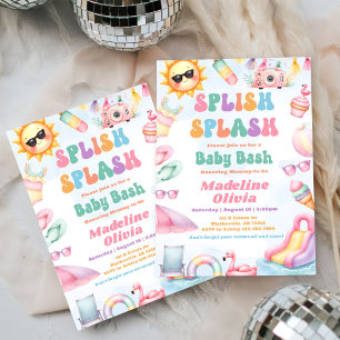 Bearbeitbare Sommer-Splish-Splash-Baby-Shower-Part Einladung