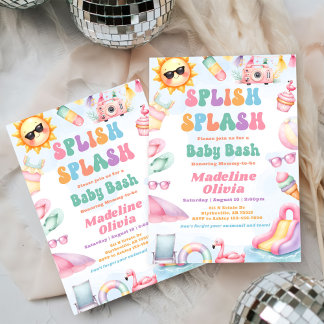 Bearbeitbare Sommer-Splish-Splash-Baby-Shower-Part Einladung
