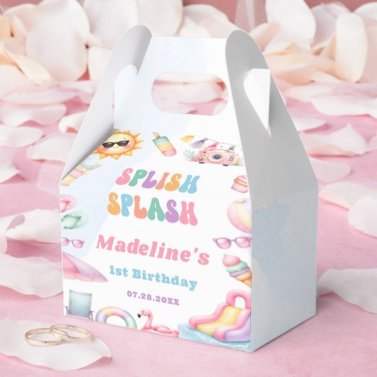 Bearbeitbare Sommer Splish Splash Geburtstagsfeier Geschenkschachtel (Hochzeit)