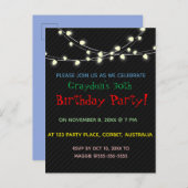 Bearbeitbare Strings von Party Lights zum Geburtst Einladungspostkarte (Vorne/Hinten)