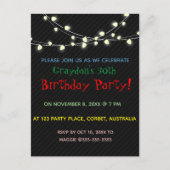 Bearbeitbare Strings von Party Lights zum Geburtst Einladungspostkarte (Vorderseite)