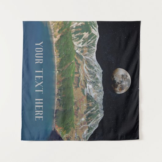 Bearbeitbare Surreal Lake & Moon Tapestes Wandteppich (Vorderseite (Horizontal))