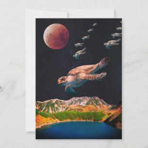 Bearbeitbare Surrealistische Schildkröten, die im Feiertagskarte