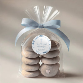 Bearbeitbare Taufkleber - Blaues Vintages Bild Runder Aufkleber