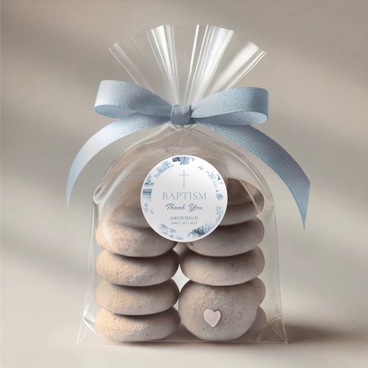 Bearbeitbare Taufkleber - Blaues Vintages Bild Runder Aufkleber