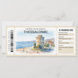 Bearbeitbare Thessaloniki-Reise-Abordkarte Ticket Einladung