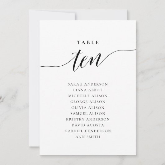 Bearbeitbare Tischnummer 10 Sitzkarten (Vorderseite)