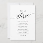 Bearbeitbare Tischnummer Drei Sitze Kartenkarte (Vorderseite)