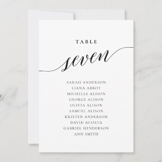 Bearbeitbare Tischnummer Seven Seven Sek Chart Car (Vorderseite)