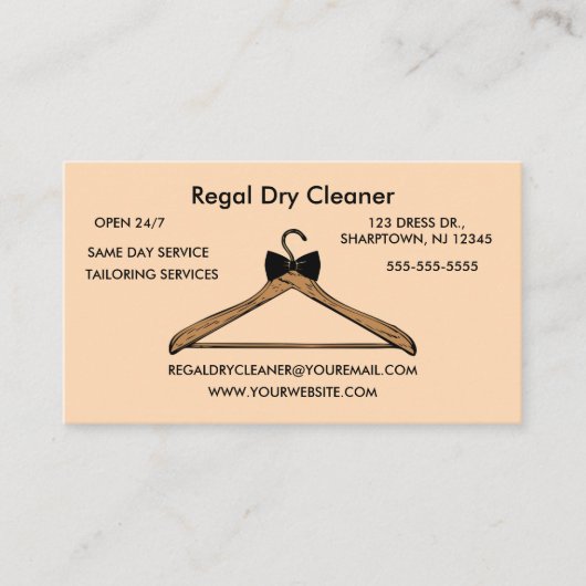 Bearbeitbare Trockenreinigung Visitenkarte (Vorderseite)
