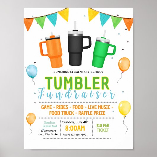Bearbeitbare Tumbler-Fundraising-Flugblatt Poster (Vorne)