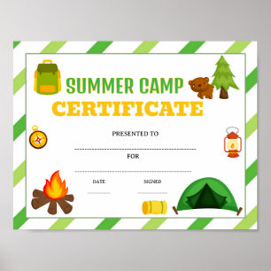 Bearbeitbare Urkunde für Sommercamp-Preis Poster