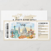 Bearbeitbare USA-Reise-Boarding-Pass-Ticket Einladung (Vorne/Hinten)