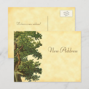 Bearbeitbare Vintage-Eiche Neue Adresse Postkarte