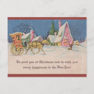 Bearbeitbare Vintage-Pferd-und-Kutsche-Weihnachten Postkarte