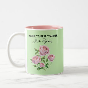 Bearbeitbare Vintage-Wasserfarbe Englische Rose Zweifarbige Tasse