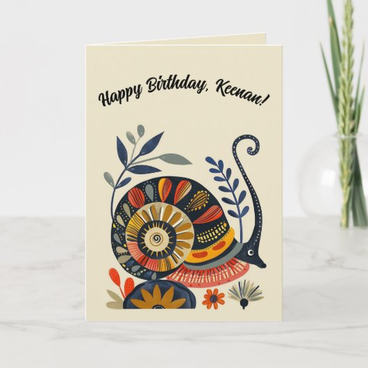 Bearbeitbare Volkskunst Schnecke Karte (Vorderseite)