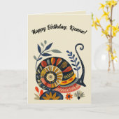 Bearbeitbare Volkskunst Schnecke Karte (Gelbe Blume)