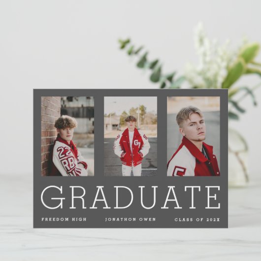 Bearbeitbare Vorlage Drei High School Graduate (Stehend Vorderseite)