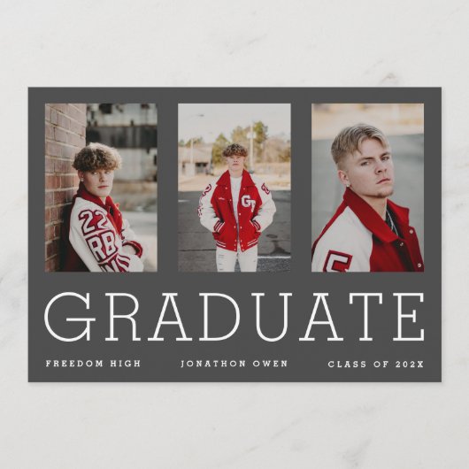 Bearbeitbare Vorlage Drei High School Graduate (Vorderseite)
