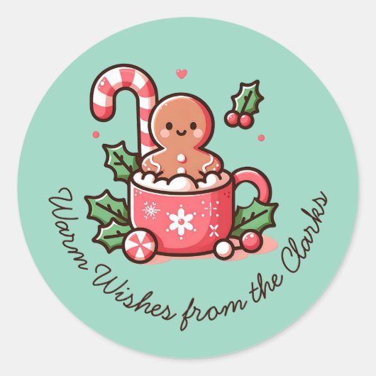 Bearbeitbare Warme Wünsche Gingerbrot Cookie Runder Aufkleber (Vorderseite)