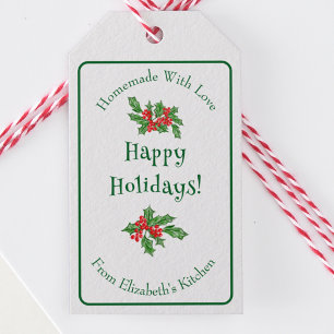 Bearbeitbare Weihnachtsbäckerei-Geschenk Grün Froh Geschenkanhänger