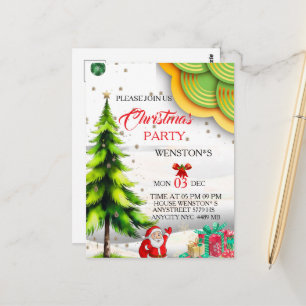 Bearbeitbare Weihnachtsfeier-Einladung, Druckbar Postkarte