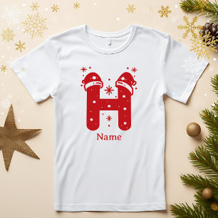 Bearbeitbare Weihnachtsmonogramm-Schriftzug T-Shirt