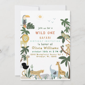 Bearbeitbare Wild One Safari-Einladungsvorlage Einladung