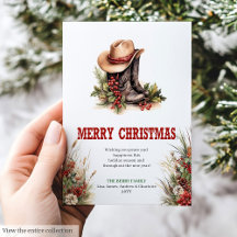 Bearbeitbare Wild-West-Weihnachtsgrußkartengestalt