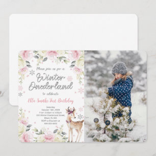 Bearbeitbare Winter Wonderland Foto-Einladung Einladung