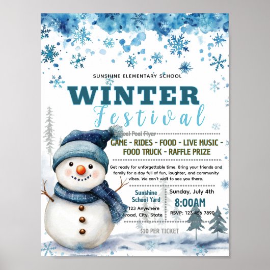 Bearbeitbare Winterfest-Flugblatt Poster (Vorne)