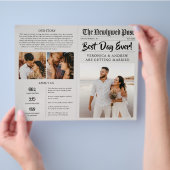 Bearbeitbare Zeitungs-Hochzeitsprogramm-Vorlage ge Flyer (Hand)