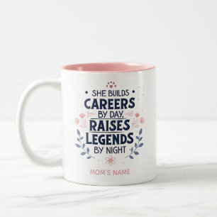 Bearbeitbare Zitat-Typografie für Mütter – Karrier Zweifarbige Tasse