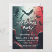 Bearbeitbare Zombie-Halloween-Party-Einladung | Gr Einladung (Vorderseite)