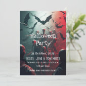 Bearbeitbare Zombie-Halloween-Party-Einladung | Gr Einladung (Stehend Vorderseite)