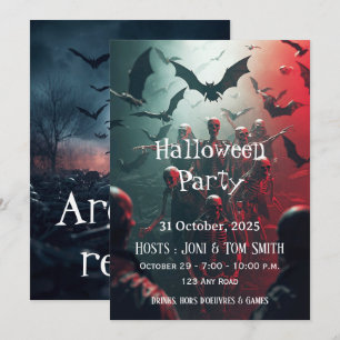 Bearbeitbare Zombie-Halloween-Party-Einladung   Gr Einladung