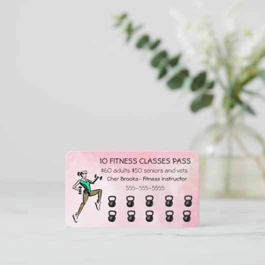 Bearbeitbarer 10-Fitnessen-Klassenpass Rabattkarte (Stehend Vorderseite)