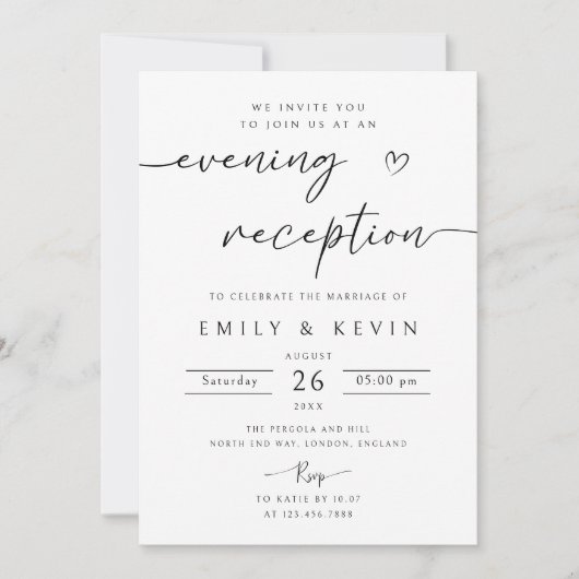 Bearbeitbarer Abend Hochzeitsempfang Party Einladu Einladung (Vorderseite)