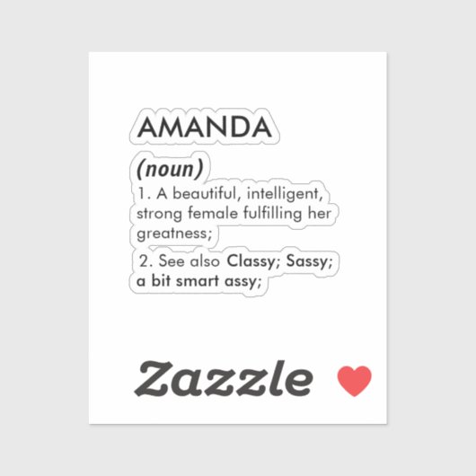Bearbeitbarer Amanda-Name Definition, benutzerdefi Aufkleber (Blatt)