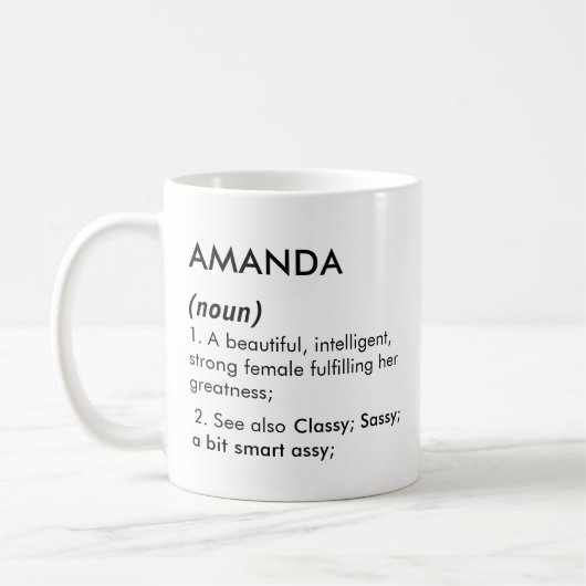 Bearbeitbarer Amanda-Name Definition, benutzerdefi Kaffeetasse (Links)