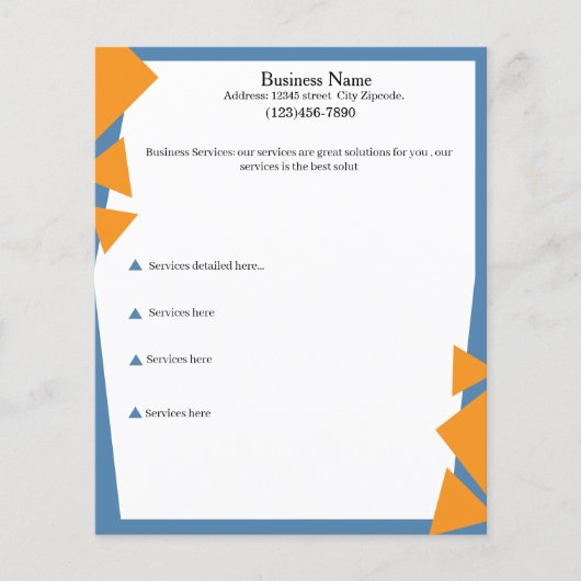 Bearbeitbarer Basis-Flugblatt-Service blau und ora Flyer (Vorne)