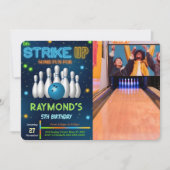 Bearbeitbarer Bowling Foto Einladung (Vorderseite)